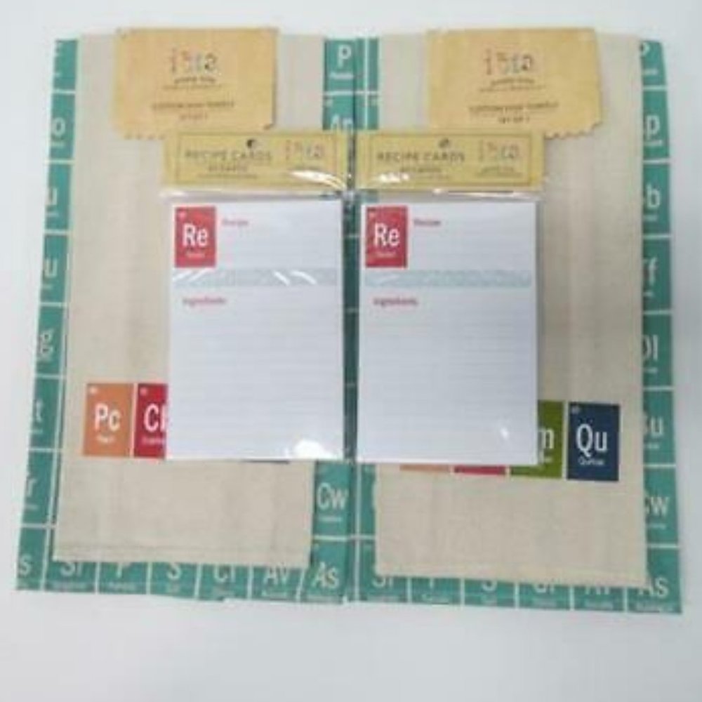 Iota Periodic Table of Yum 4 Dish Towel 80 Recipe Card Kitchen Cooking Gift Set